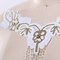 1 Piece Gold Sequin V Shaped Applique with Beaded Fringe and Rhinestone Embellishment